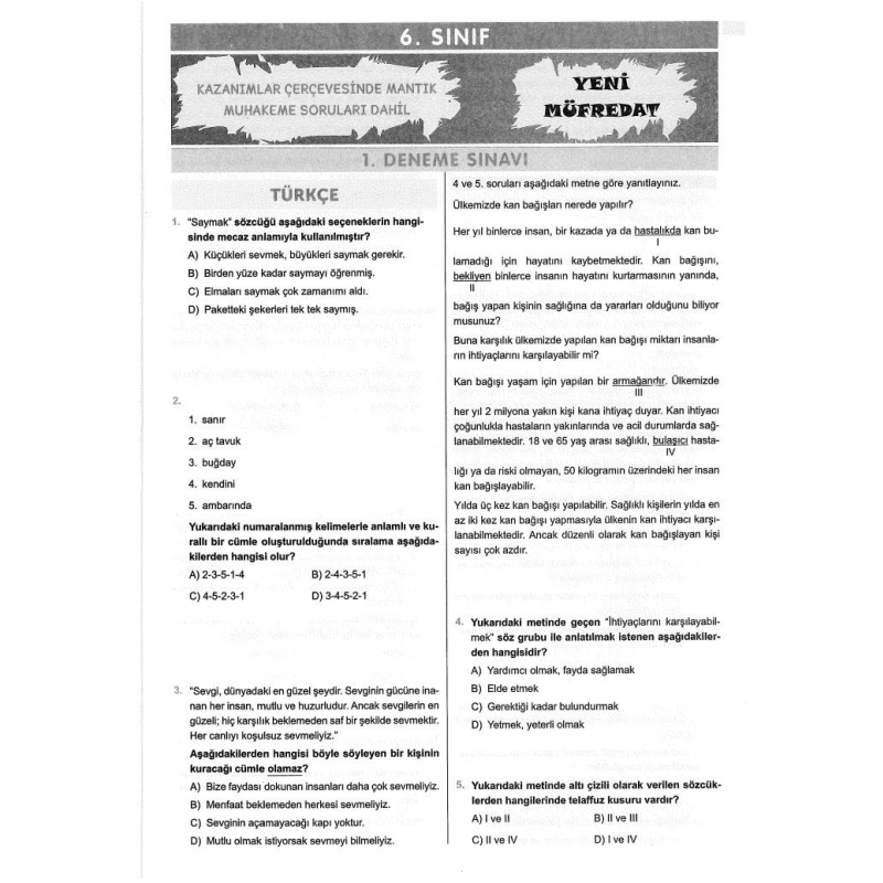 6 ADET DENEME ÇÖZÜMLÜ