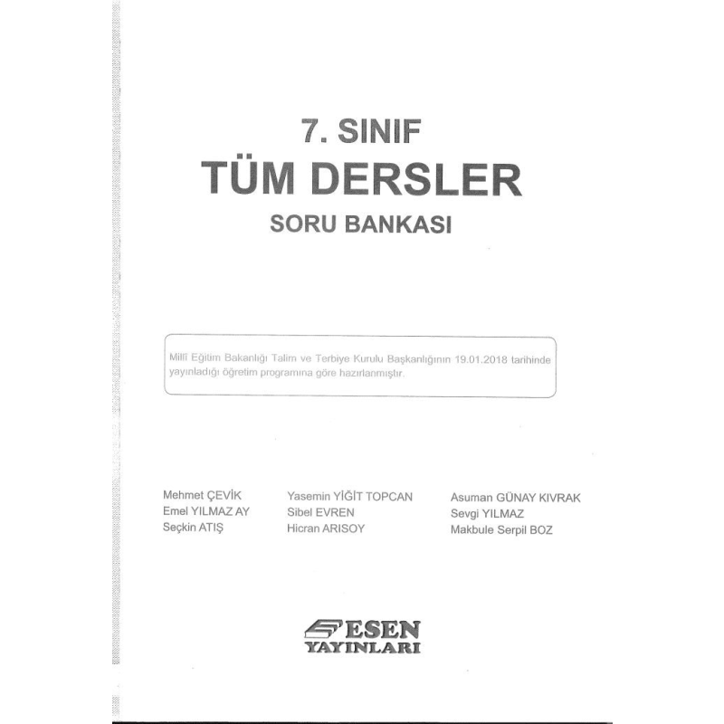 TÜM DERSLER SORU BANKASI