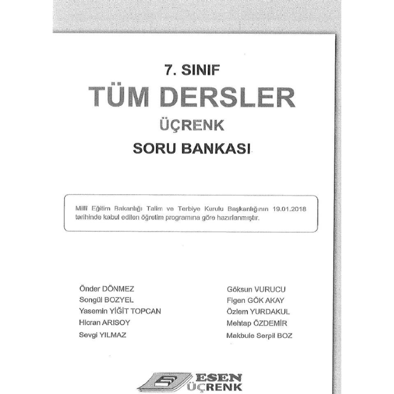 TÜM DERSLER ÜÇRENK SORU BANKASI