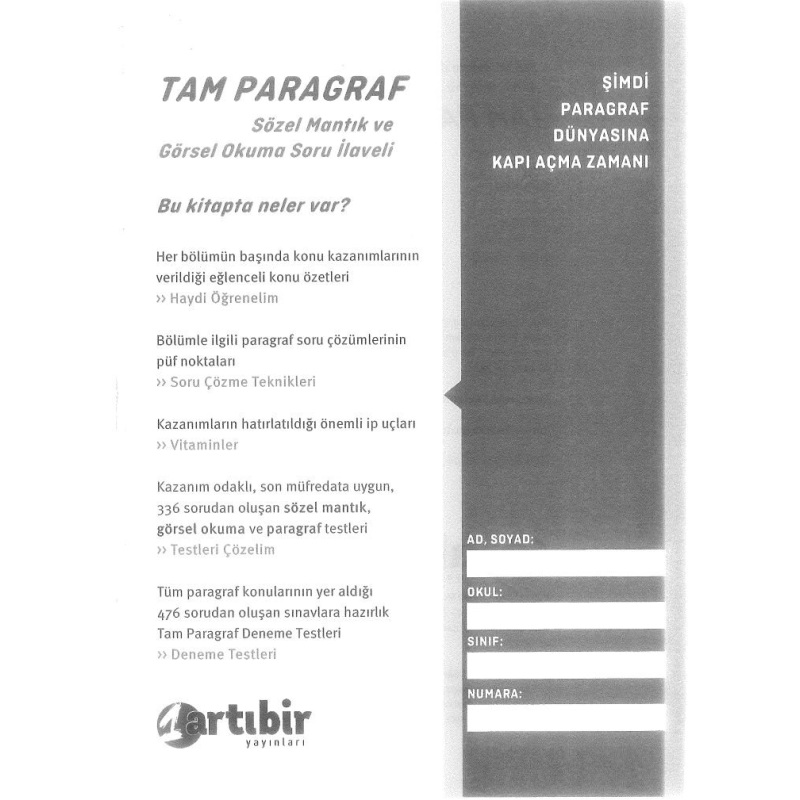 TAM PARAGRAF SÖZEL MANTIK VE GÖRSEL OKUMA SORU İLAVELİ