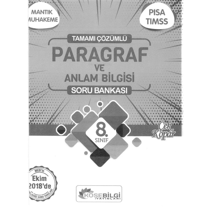 TAMAMI ÇZÜMLÜ PARAGRAF VE ANLAM BİLGİSİ SORU BANKASI