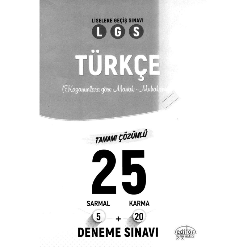 LGS TÜRKÇE TAMAMI ÇÖZÜMLÜ 25 DENEME SINAVI