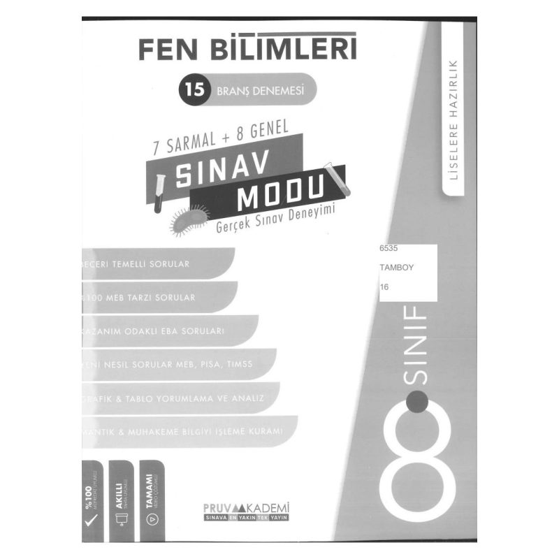 15 BRANŞ DENEMESİ SINAV MODU FEN BİLİMLERİ