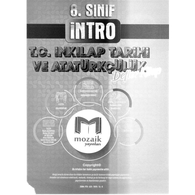 İNTRO T.C. İNKILAP TARİHİ VE ATATÜRKÇÜLÜK DEFTER KİTAP