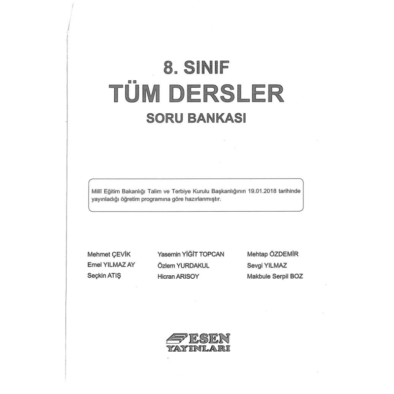 TÜM DERSLER SORU BANKASI