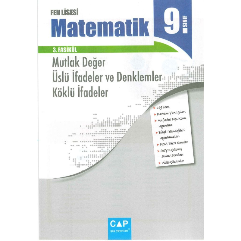 FEN LİSESİ MATEMATİK 3. FASİKÜL MUTLAK DEĞER ÜSLÜ İFADELER VE DENKLEMLER KÖKLÜ İFADELER