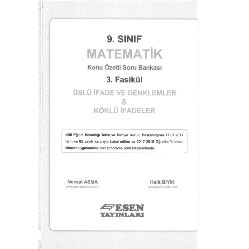 MATEMATİK KONU ÖZETLİ SORU BANKASI 3. FASİKÜL ÜSLÜ İFADE VE DENKLEMLER & KÖKLÜ İFADELER