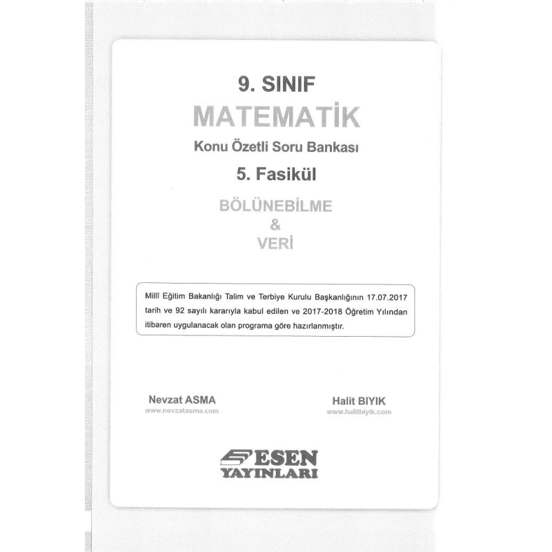 MATEMATİK KONU ÖZETLİ SORU BANKASI 5. FASİKÜL BÖLÜNEBİLME & VERİ