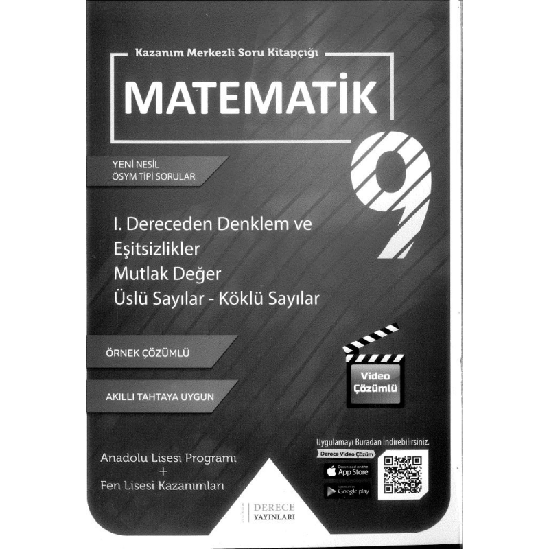 MATEMATİK SORU KİTAPÇIĞI 1. DERECEDEN DENKLEM VE EŞİTSİZLİKLER MUTLAK DEĞER ÜSLÜ SAYILAR KÖKLÜ SAYILAR