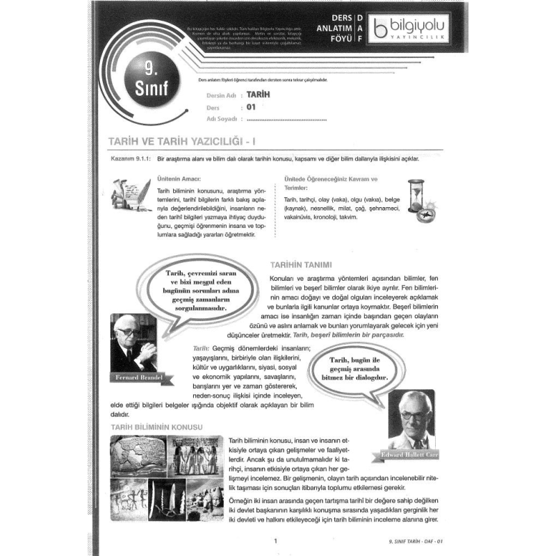 DERS ANLATIM FÖYÜ TARİH