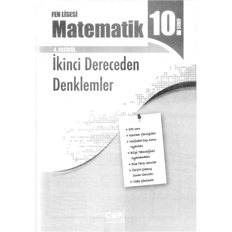 FEN LİSESİ MATEMATİK 4. FASİKÜL İKİNCİ DERECEDEN DENKLEMLER