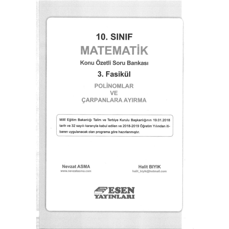 MATEMATİK KONU ÖZETLİ SORU BANKASI 3. FASİKÜL POLİNOMLAR VE ÇARPANLARA AYIRMA