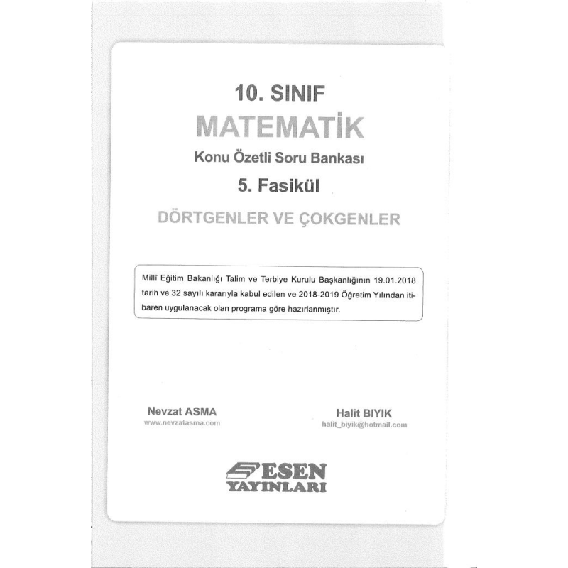 MATEMATİK KONU ÖZETLİ SORU BANKASI 5. FASİKÜL DÖRTGENLER VE ÇOKGENLER