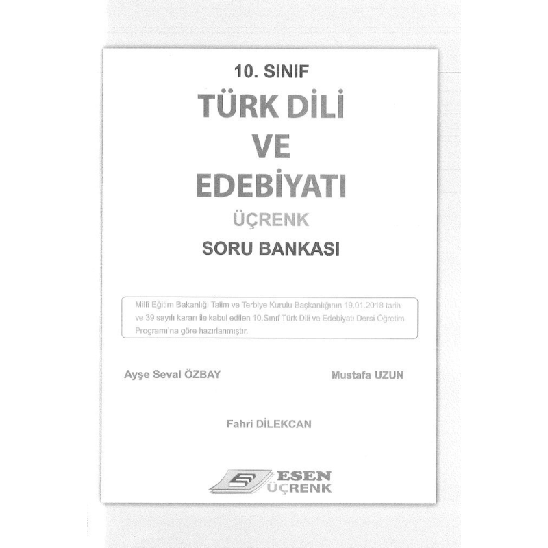 TÜRK DİLİ VE EDEBİYATI ÜÇRENK SORU BANKASI