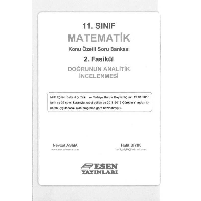 MATEMATİK KONU ÖZETLİ SORU BANKASI 2. FASİKÜL DOĞRUNUN ANALİTİK İNCELENMESİ