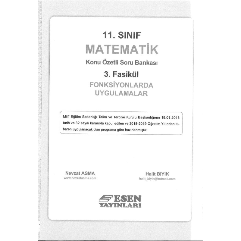 MATEMATİK KONU ÖZETLİ SORU BANKASI 3. FASİKÜL FONKSİYONLARDA UYGULAMALAR