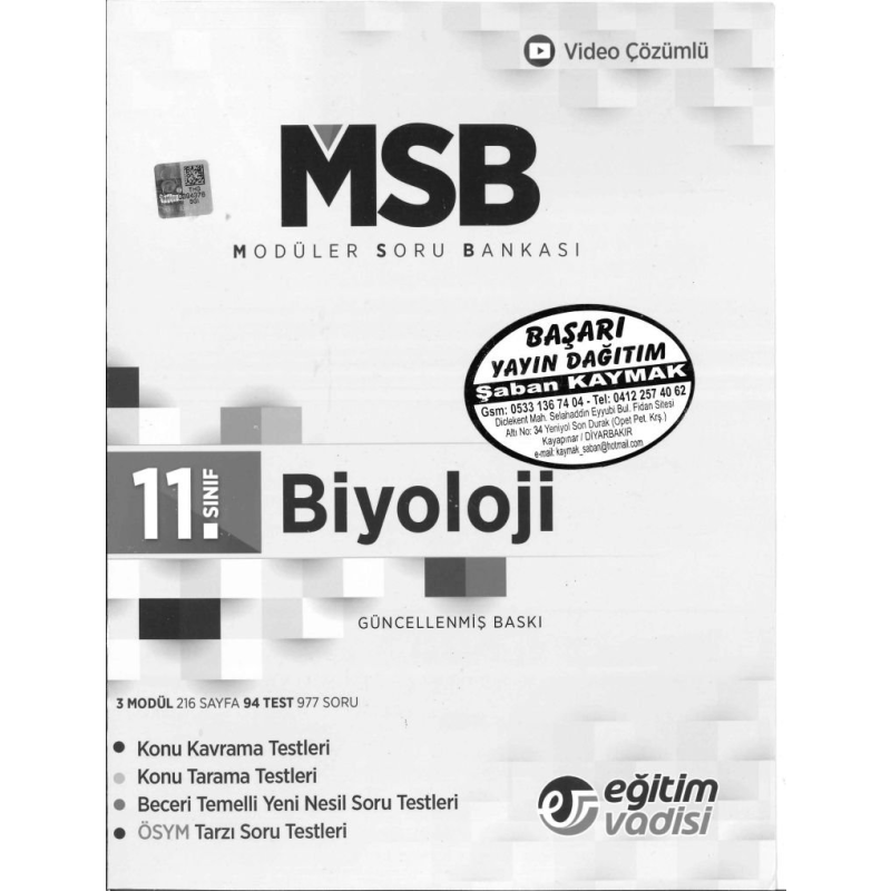 MODÜLER SORU BANKASI BİYOLOJİ GÜNCELLENMİŞ BASKI
