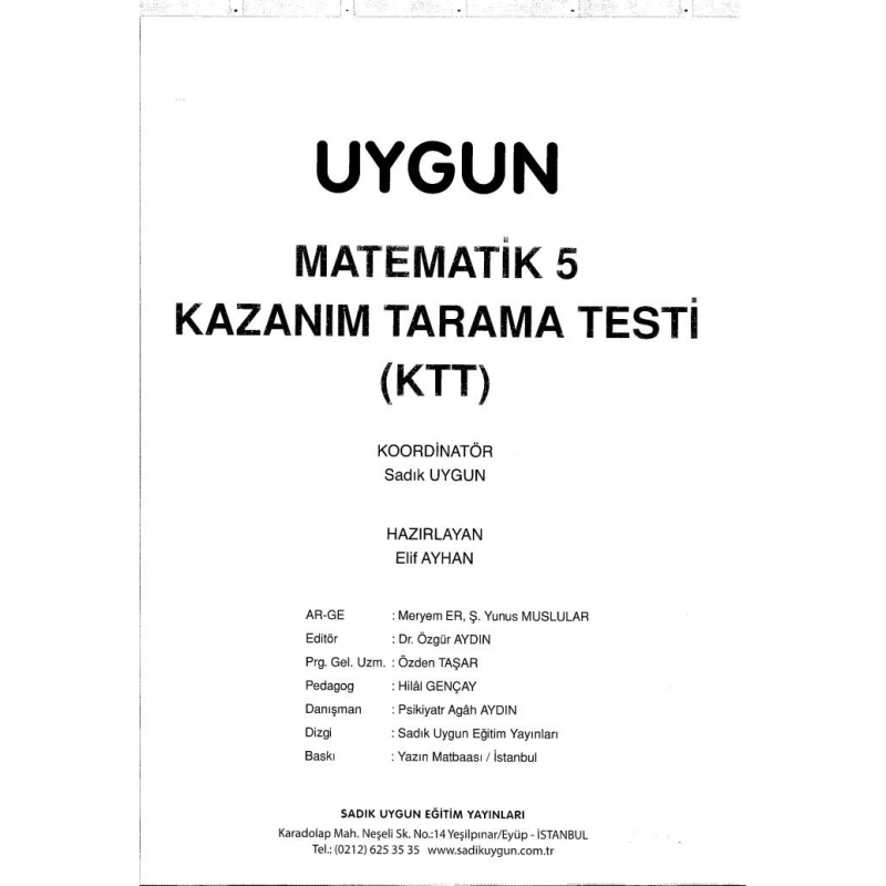 MATEMATİK KAZANIM TARAMA TESTİ