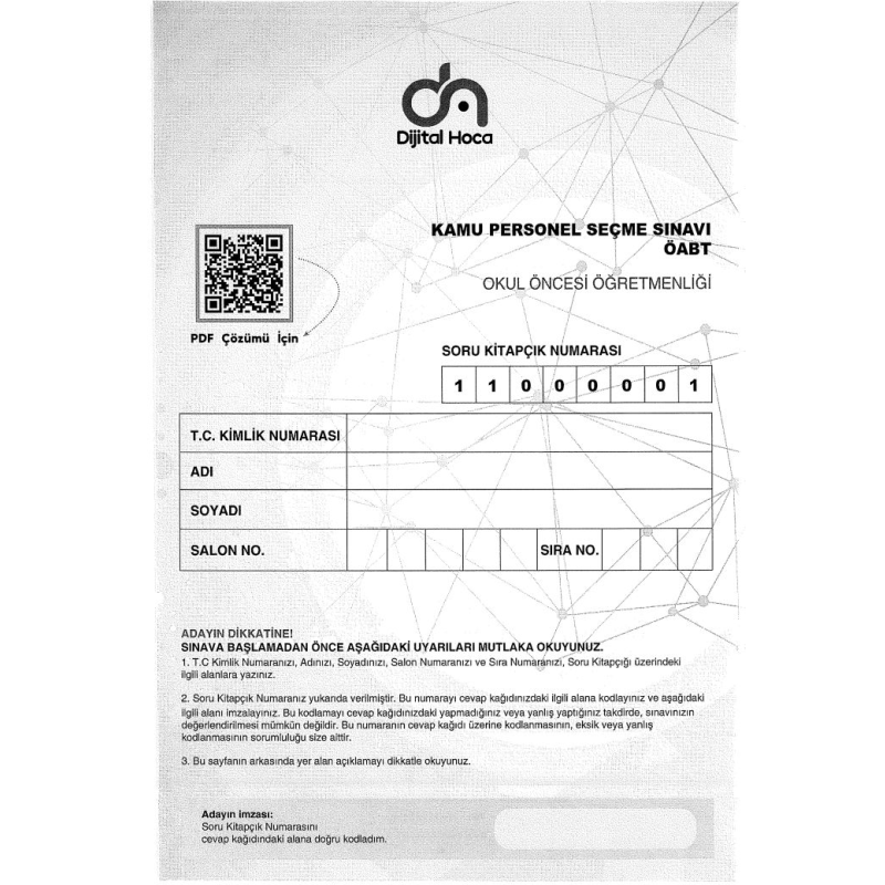 OKUL ÖNCESİ ÖĞRETMENLİĞİ 6*75 DENEME