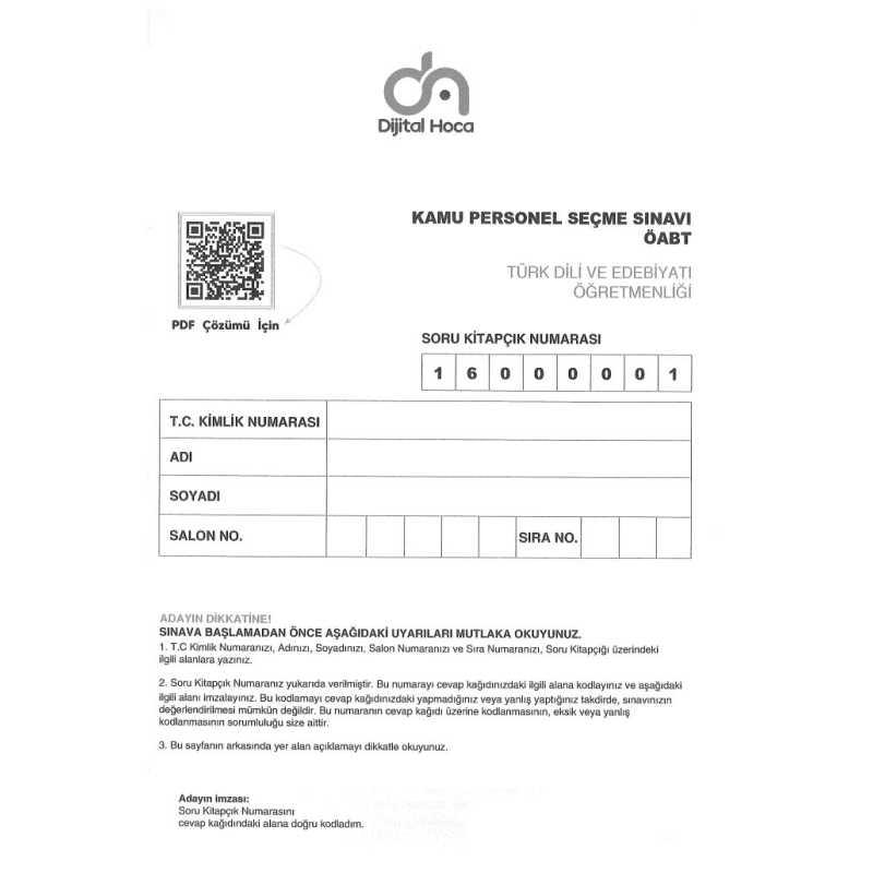 TÜRK DİLİ VE EDEBİYATI ÖĞRETMENLİĞİ 6*75 DENEME