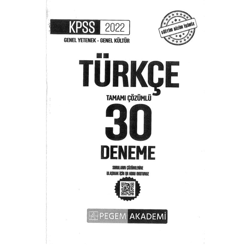 TÜRKÇE TAMAMI ÇÖZÜMLÜ 30 DENEME