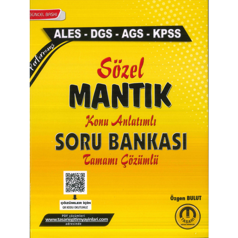 2025 Tüm Sınavlar Sözel Mantık Soru Bankası Tasarı Eğitim Yayınları