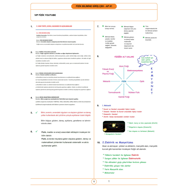 2021 Güncel TYT VİP FİZİK ÇekAP Serisi