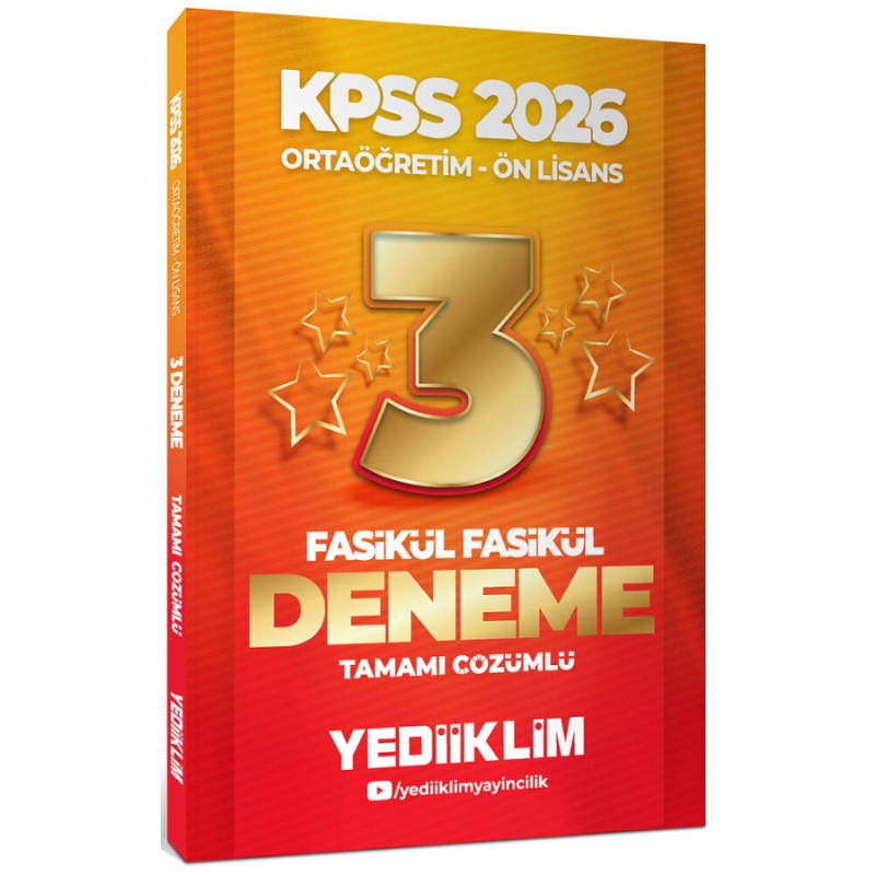 2026 Kpss Ortaöğretim-Önlisans Genel Yetenek Genel Kültür Tamamı Çözümlü 3 Yıldız Fasikül Deneme Yediiklim Yayınları