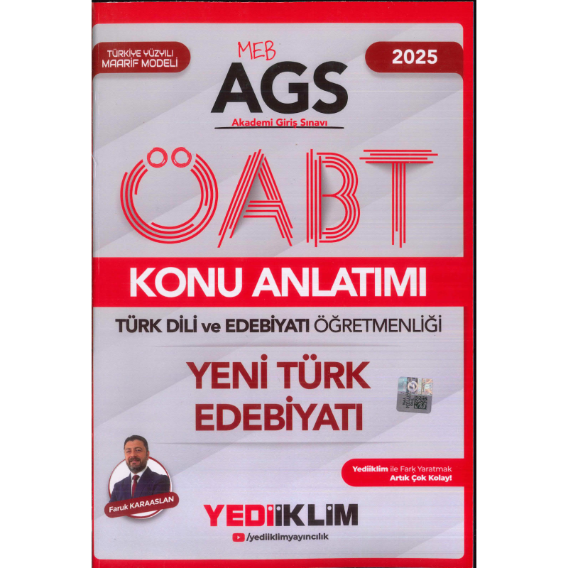 2025 MEB AGS ÖABT Türk Dili ve Edebiyatı Öğretmenliği Yeni Türk Edebiyatı Konu Anlatımı Yediiklim Yayınları