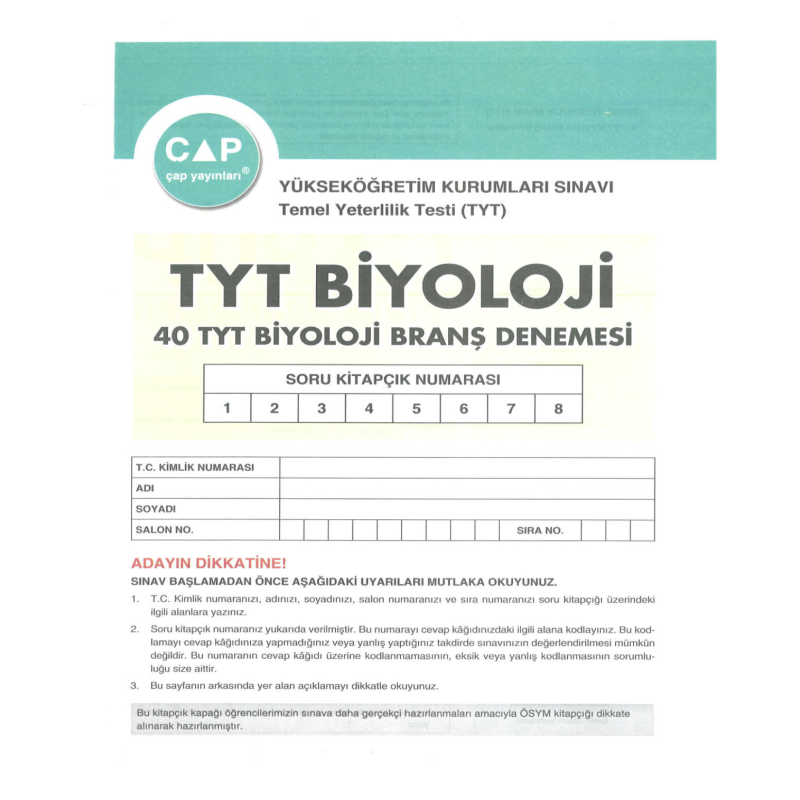 TYT Biyoloji 40 x 6 Up Deneme