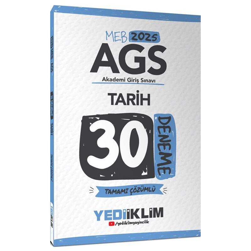 2025 MEB AGS Tarih Tamamı Çözümlü 30 Deneme Yediiklim Yayınları