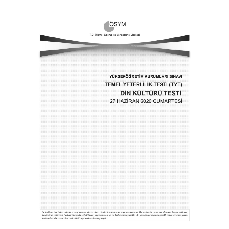 DİN KÜLTÜRÜ SON 11 YIL ÇIKMIŞ SORULAR (TYT) (2020 DAHİL)