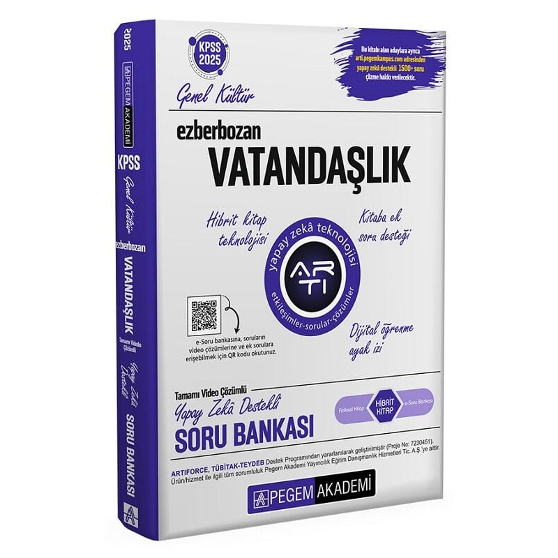KPSS Vatandaşlık Ezberbozan Soru Bankası Video Çözümlü Pegem Akademi Yayınları