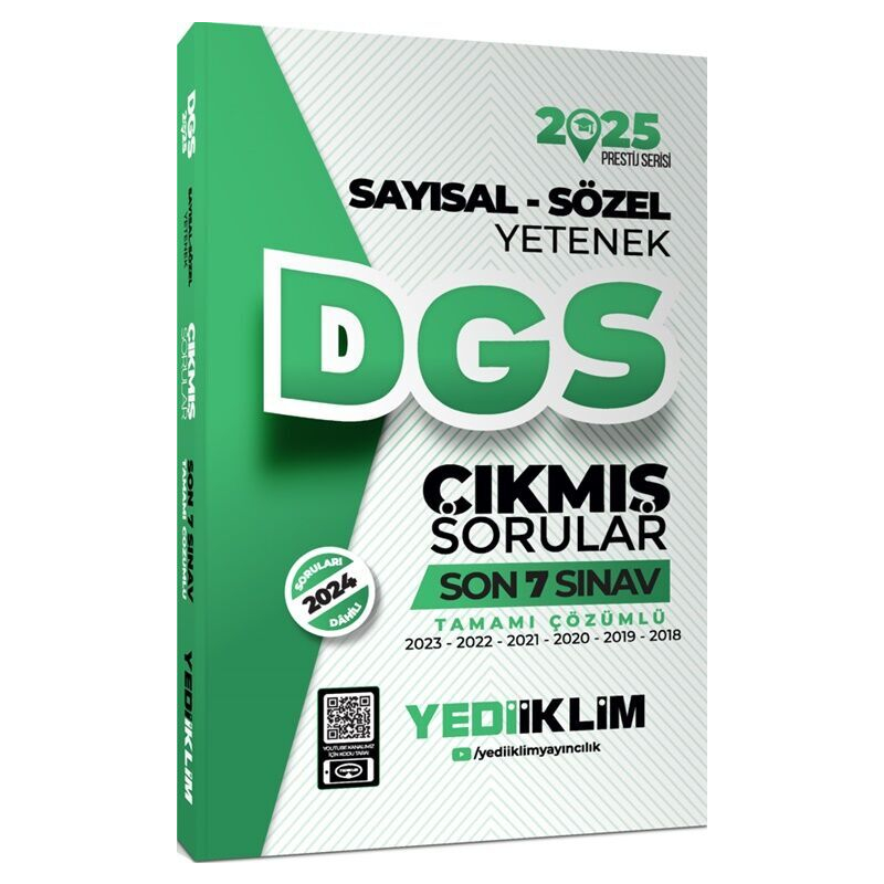 2025 DGS Sayısal Sözel Yetenek Tamamı Çözümlü Son 7 Sınav Çıkmış Sorular Yediiklim Yayınları