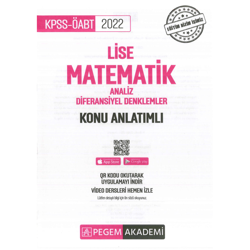 LİSE MATEMATİK ANALİZ - DİFERANSİYEL DENKLEMLER KONU ANLATIMLI