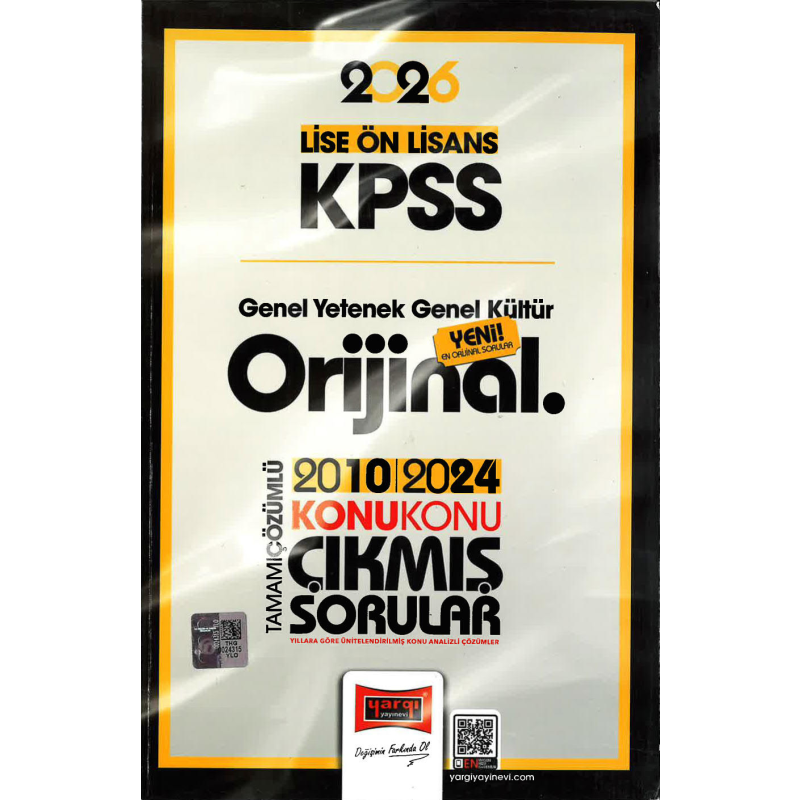 2026 KPSS Lise Ortaöğretim Ön Lisans Orijinal Çıkmış Sorular 2010-2024 Konu Konu Çözümlü Yargı Yayınları