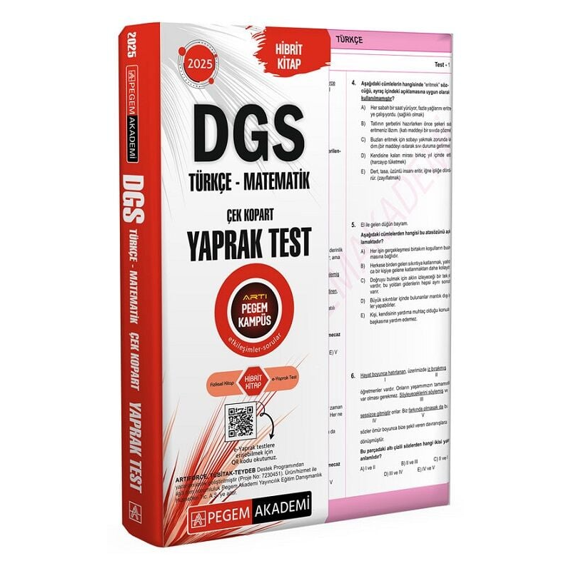 2025 DGS Çek Kopart Yaprak Test Pegem Yayınları
