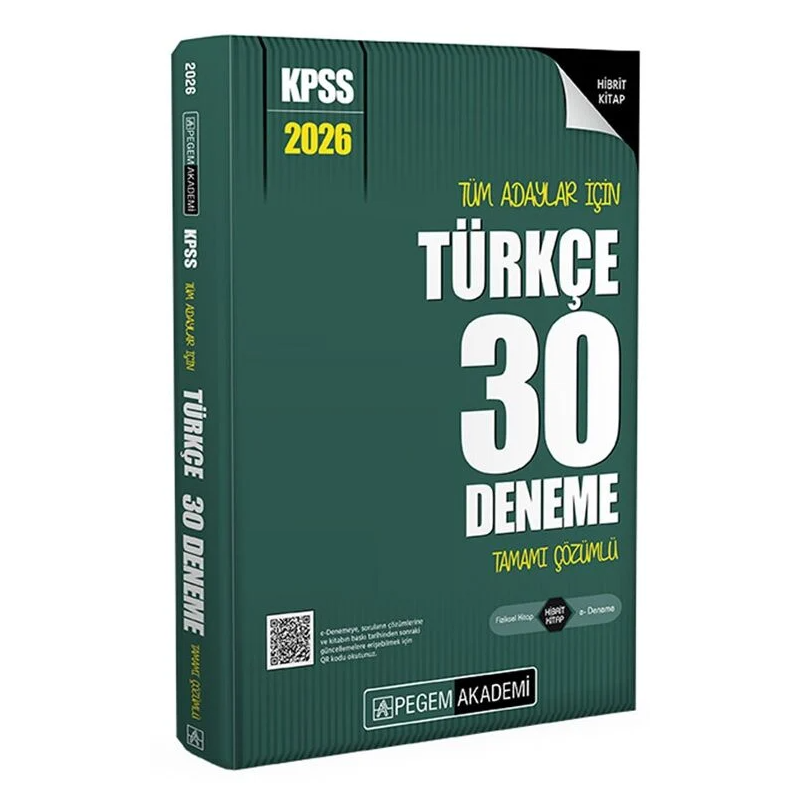 2026 KPSS Tüm Adaylar İçin Türkçe 30 Deneme Tamamı Çözümlü Pegem Yayınları