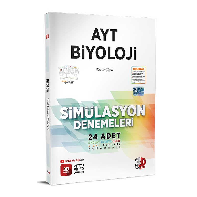 2025 AYT Biyoloji Simülasyon Denemeleri Detaylı Video Çözümlü 3D Yayınları
