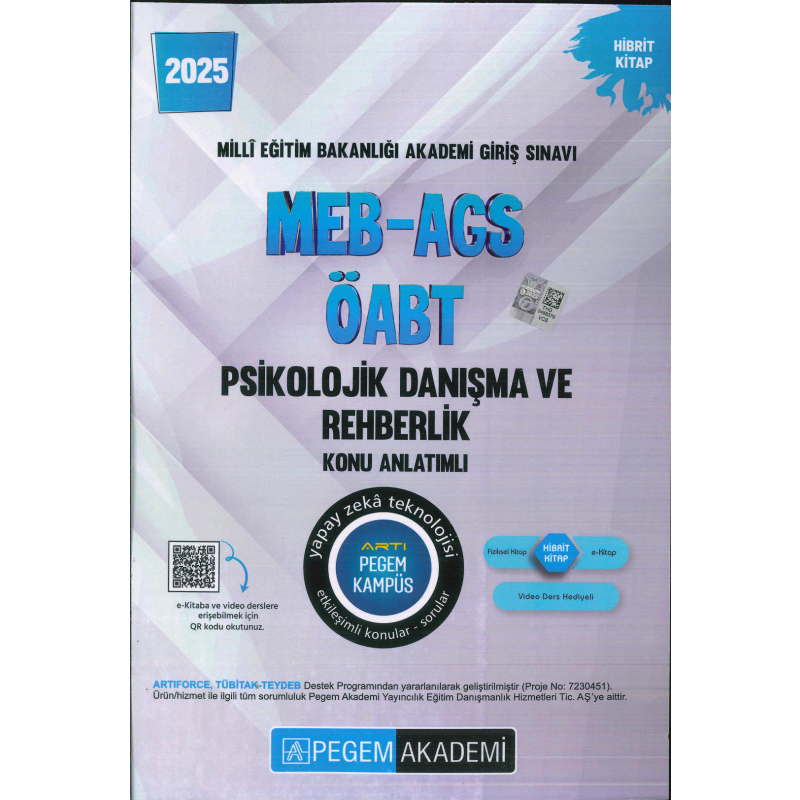 2025 MEB-AGS-ÖABT Psikolojik Danışma ve Rehberlik Konu Anlatımlı Pegem Akademi Yayıncılık