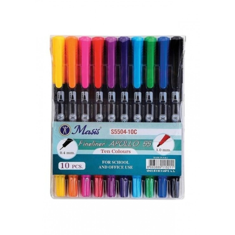 Masis Fineliner Apollo 55 İki Uçlu Kalem 10Lu
