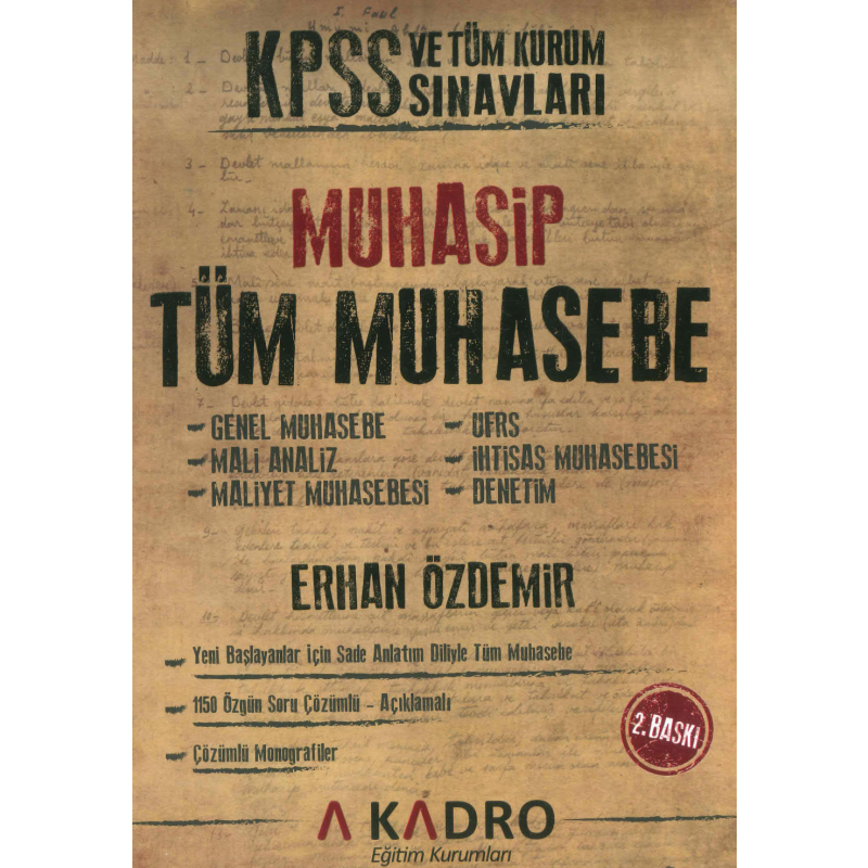 KPSS A Grubu Muhasip Tüm Muhasebe Konu Anlatımlı Çözümlü Sorular A Kadro Yayınları