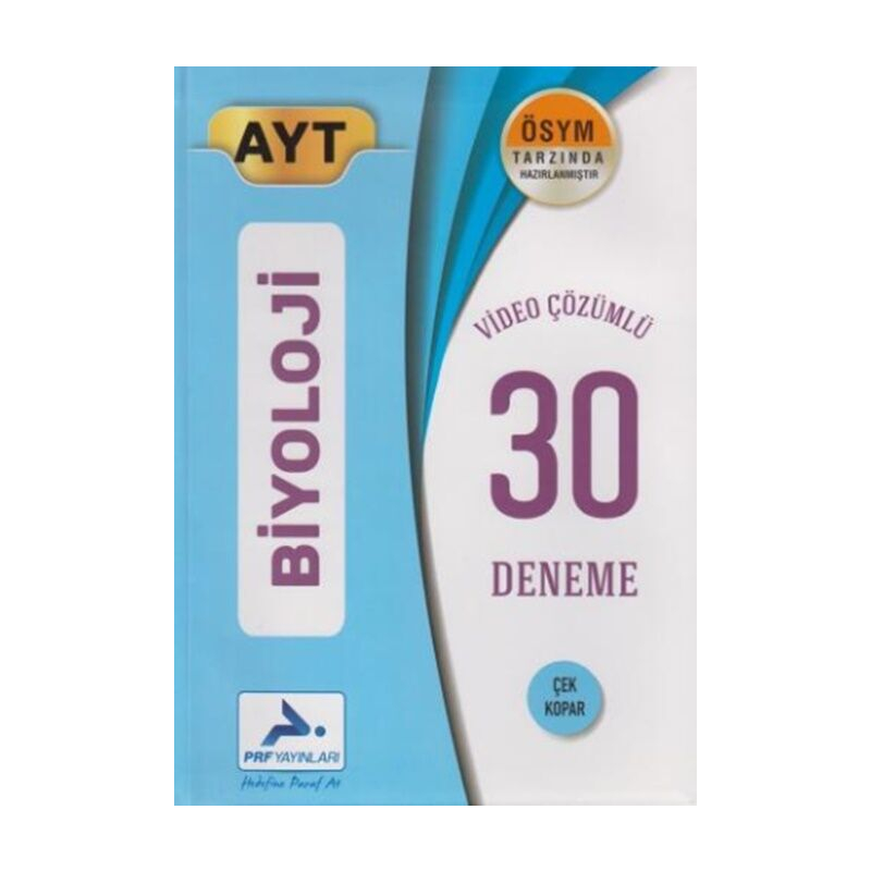 AYT Biyoloji Video Çözümlü 30 Deneme PRF Paraf Yayınları