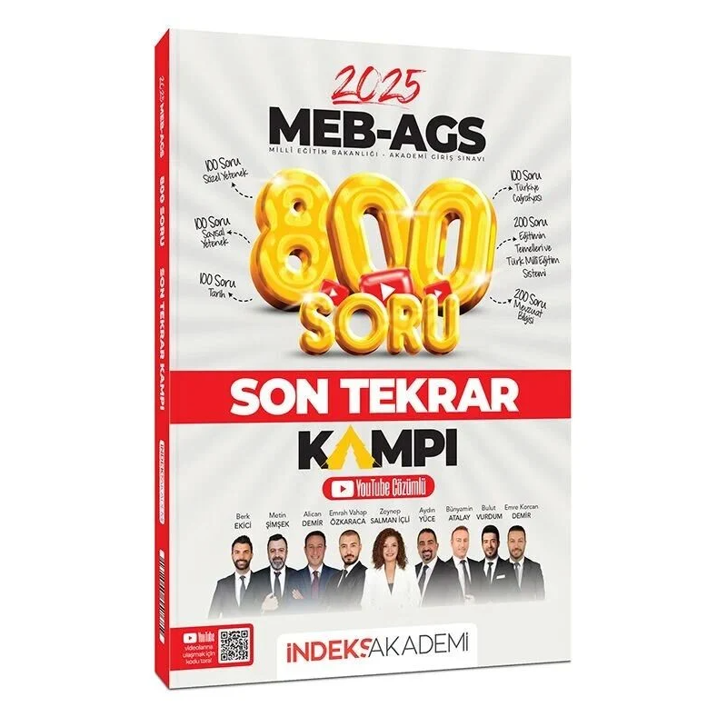 2025 MEB-AGS Tüm Dersler Son Tekrar Kampı 800 Soru Bankası Youtube Video Çözümlü İndeks Akademi Yayıncılık