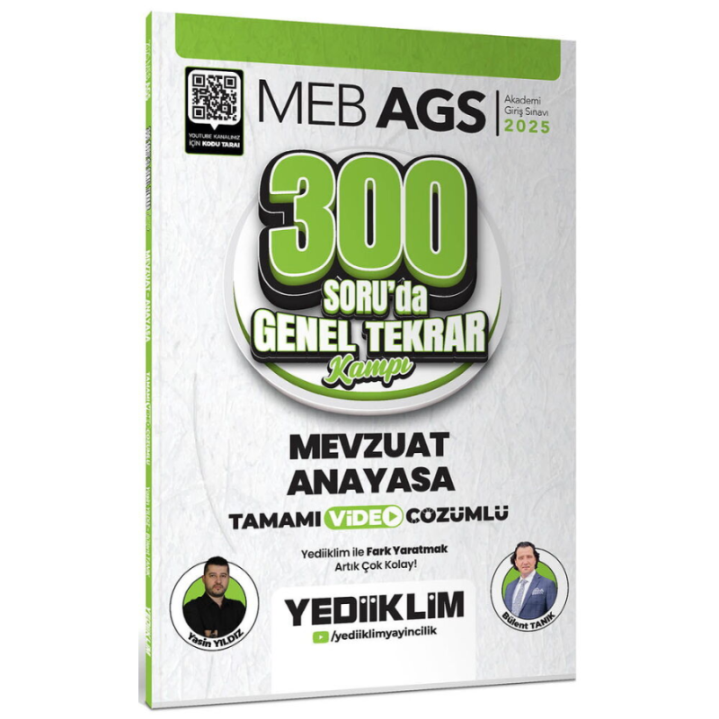 2025 MEB AGS Mevzuat Anayasa 300 Soruda Tamamı Video Çözümlü Genel Tekrar Kamp Yediiklim Yayınları