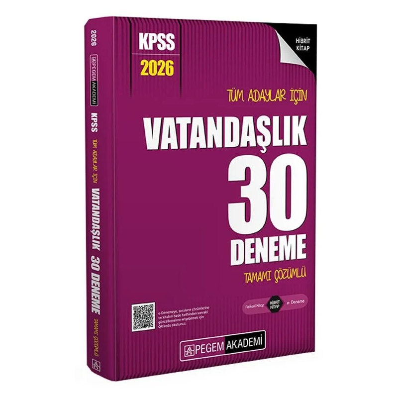 2026 KPSS Tüm Adaylar İçin Vatandaşlık 30 Deneme Tamamı Çözümlü Pegem Yayınları