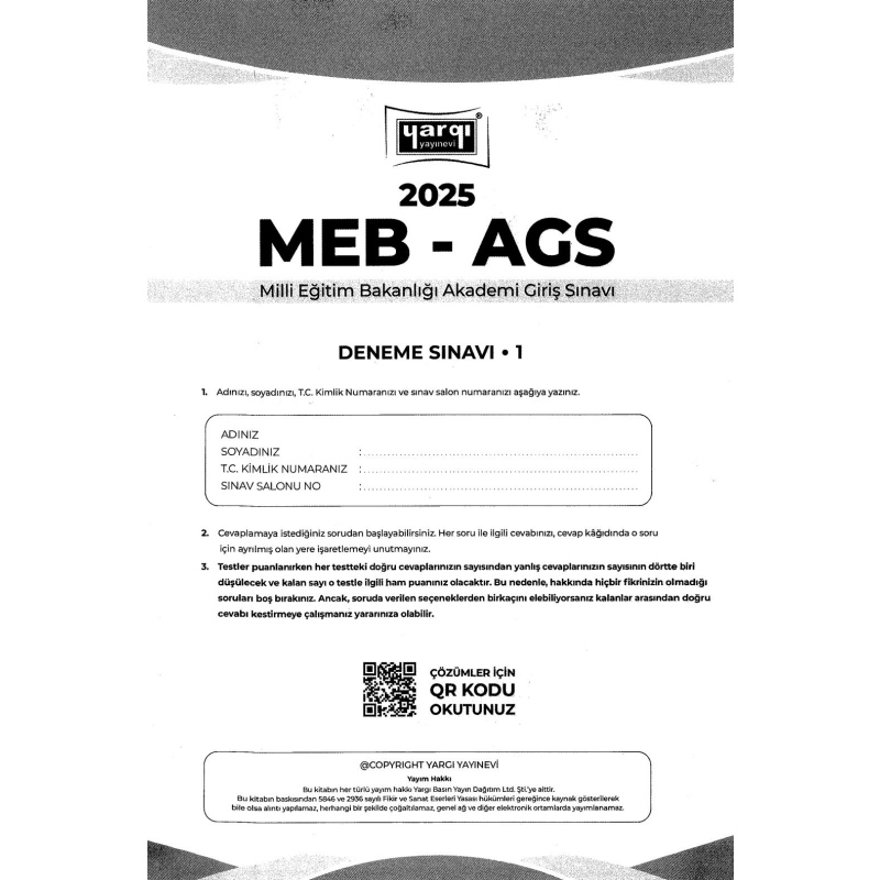 2025 MEB AGS TÜRKİYE GENELİ DENEME SINAVLARI YARGI YAYINLARI 1-2-3 DENEMELER (TAMAMI ÇÖZÜMLÜ)