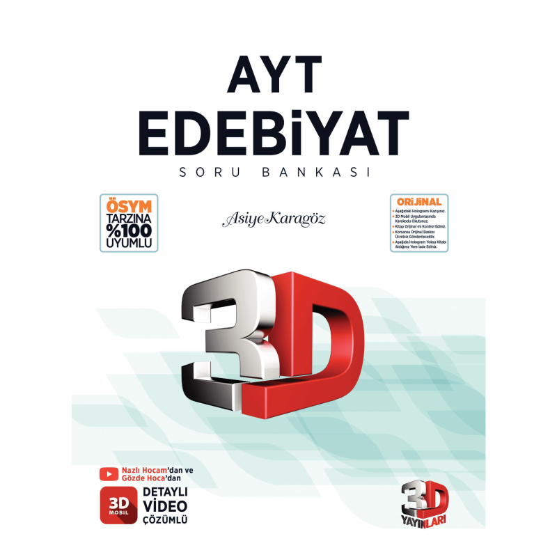 2026 AYT 3D Edebiyat Tamamı Video Çözümlü Soru Bankası 3D Yayınları