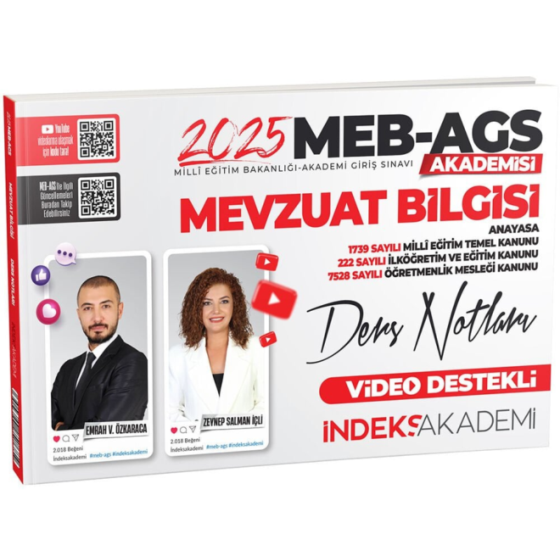 2025 MEB AGS Akademisi Mevzuat Bilgisi Video Ders Notları İndeks Akademi Yayıncılık