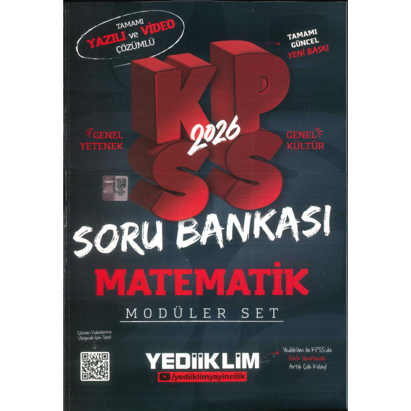 MATEMATİK 2026 KPSS Genel Yetenek Genel Kültür Hem Yazılı Hem Video Çözümlü Soru Bankası Modüler Yediiklim Yayınları